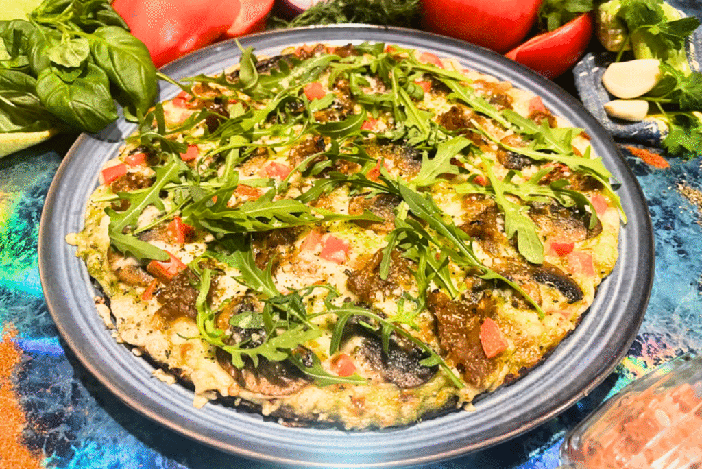 Menu pesto parmesan pizza